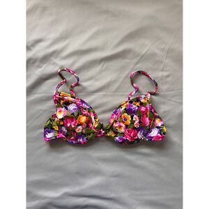 Sun Streak Vintage 90's Floral Bikini Top USA Made 36C